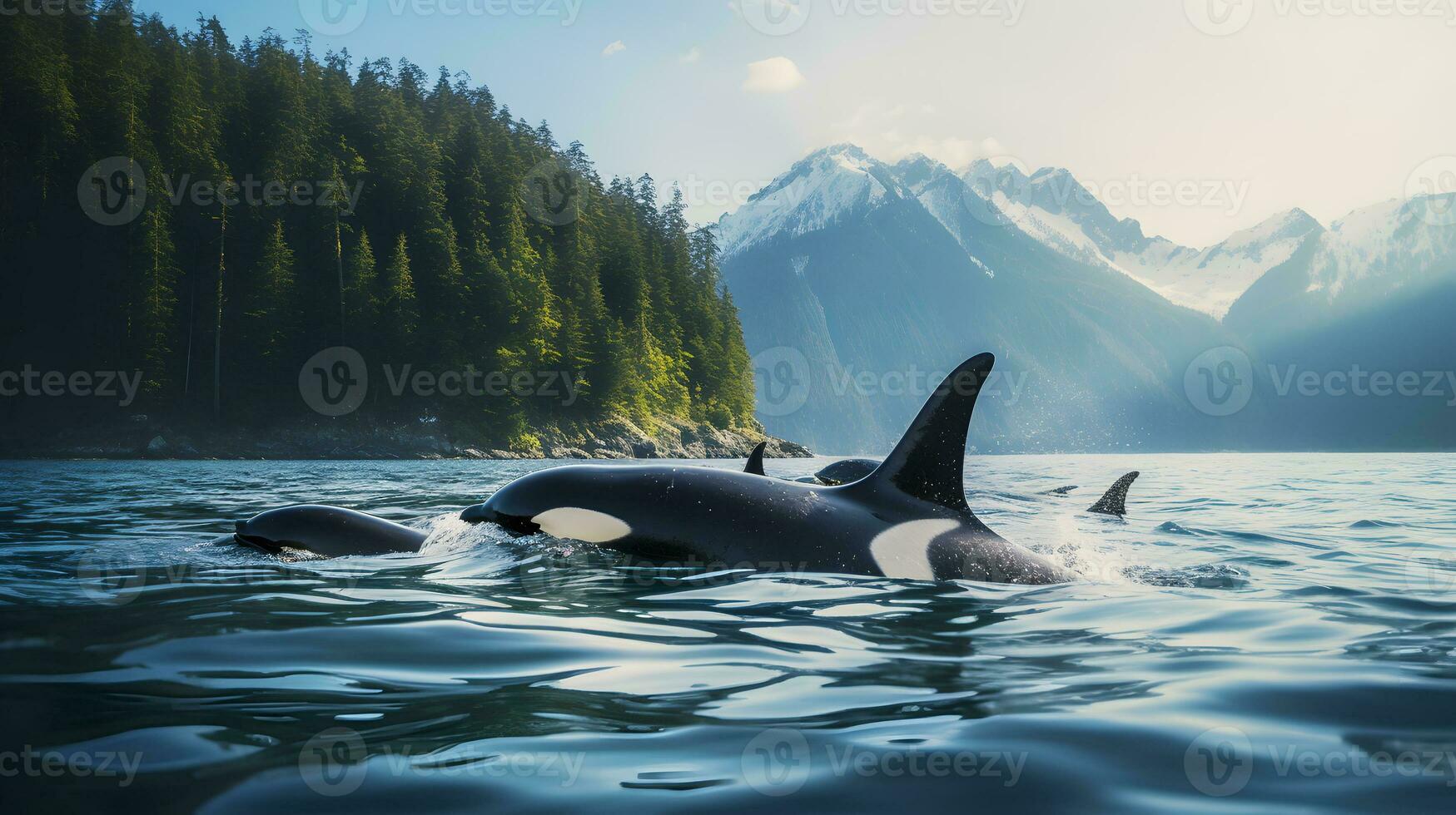 orca uccisore balena orcino orcino nuoto nel alaska foto