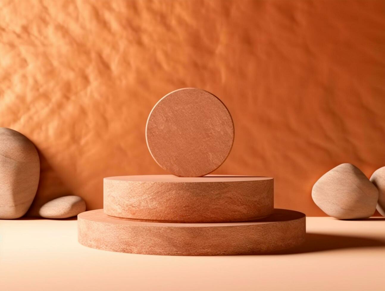 di legno podio cilindro palcoscenico vuoto scena lusso Prodotto Schermo sfondo ai generato foto