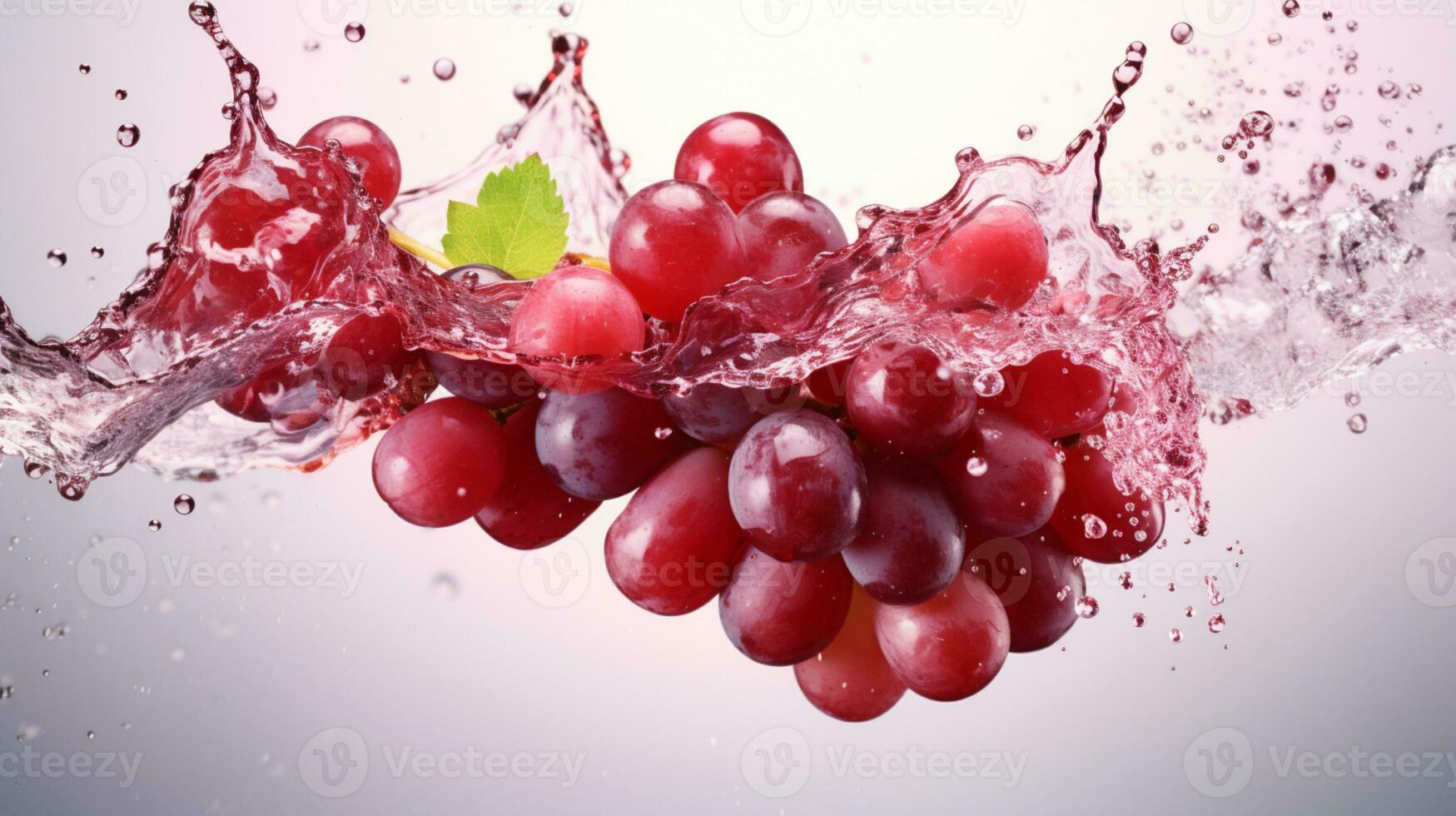 fresco succoso rosso uva frutta con acqua spruzzo isolato su sfondo, salutare frutta, ai generativo foto