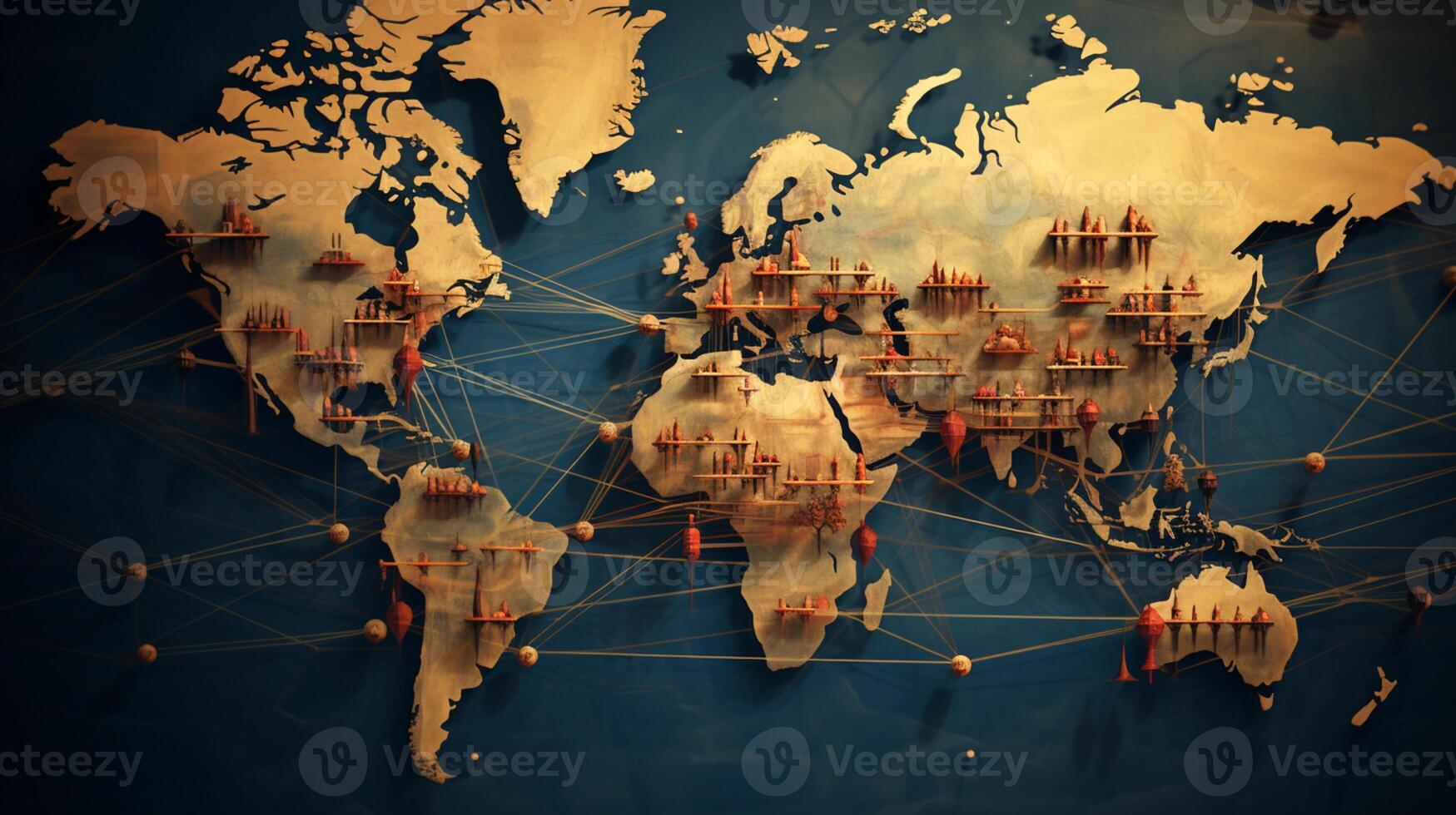 globale Rete connessione, scambio attività commerciale informazione, ai generativo foto