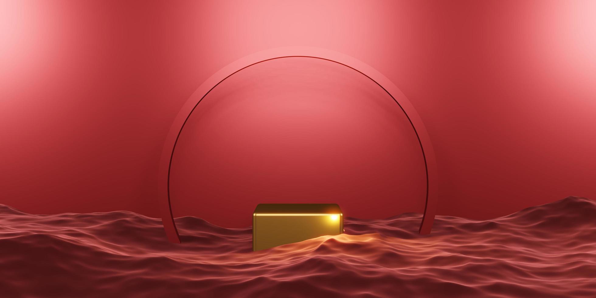 fase prodotto podio fase rosso sull'acqua 3d illustrazione foto