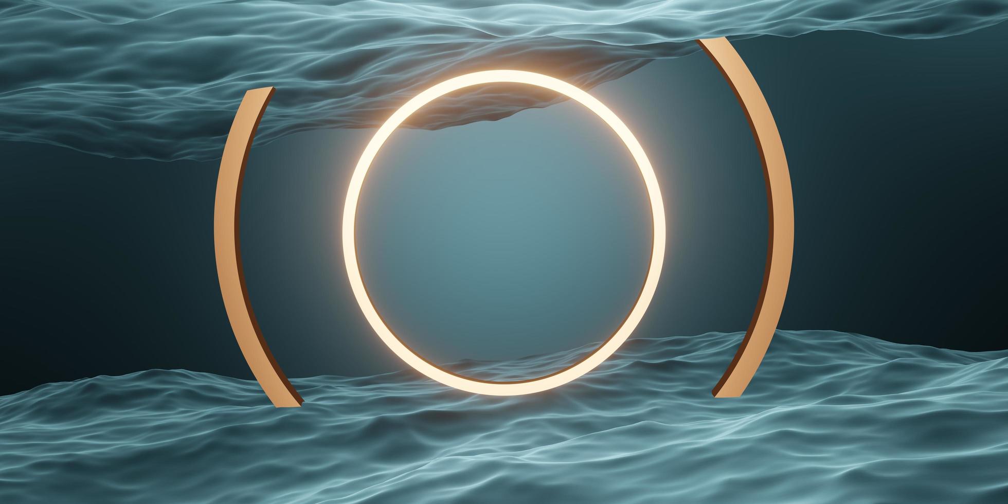 cornice del cerchio e anello di scena geometrica dello studio della superficie dell'acqua per la produzione foto