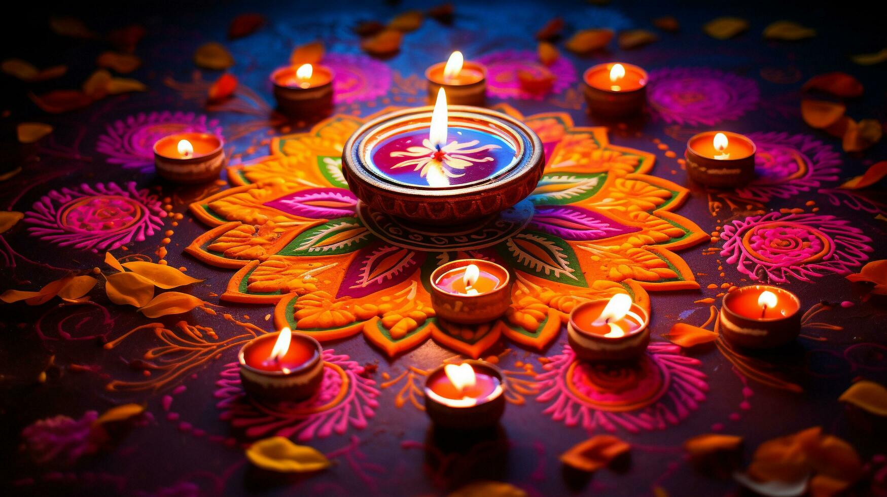 un' travolgente Schermo di Diwali splendore, ai generativo foto