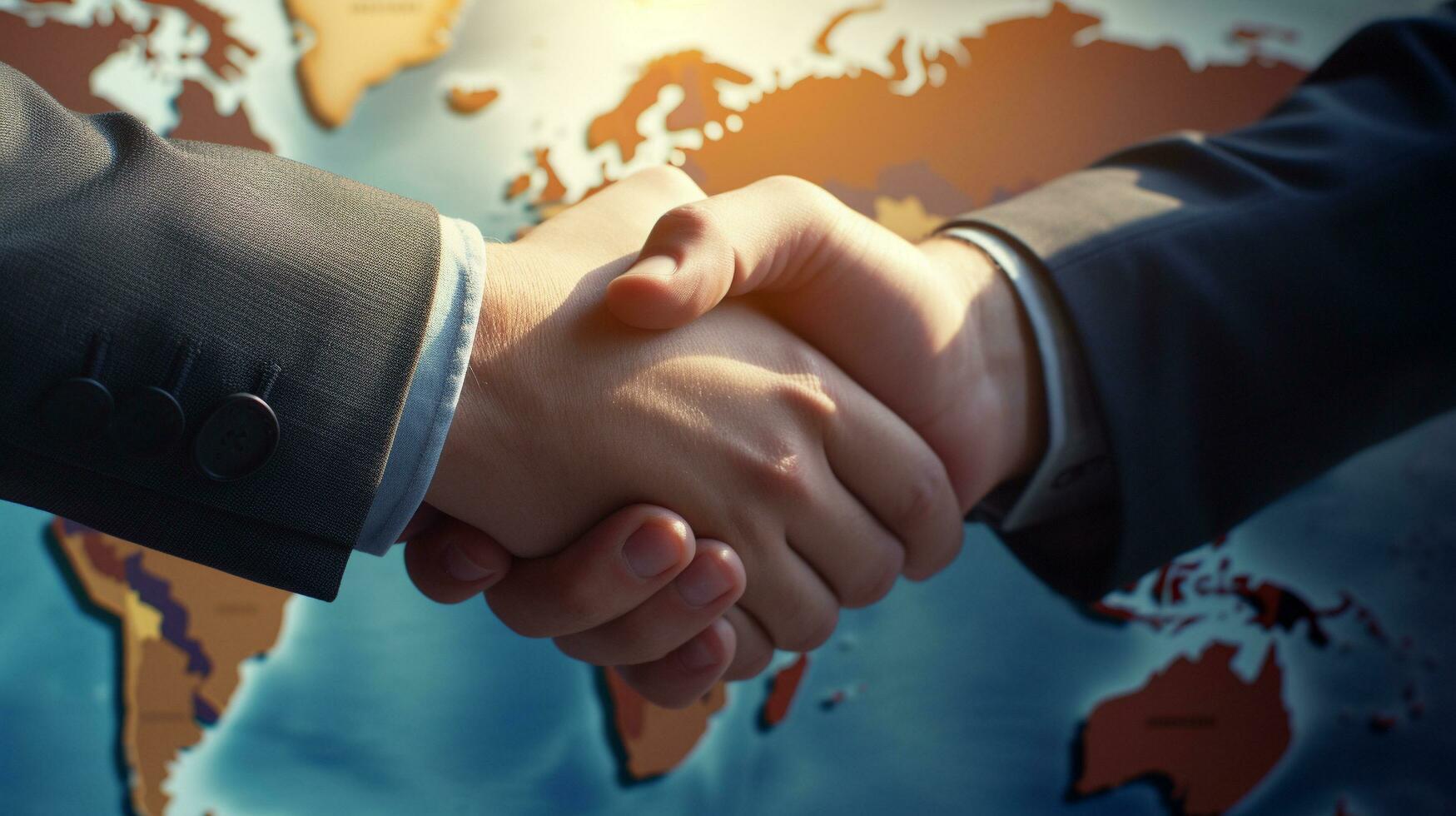 globale attività commerciale stretta di mano internazionale connessioni, ai generativo foto