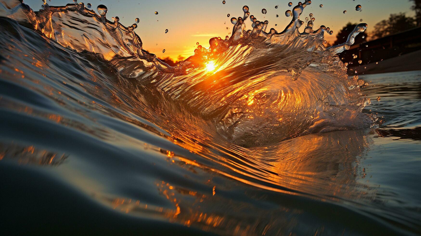 generativo ai, euforico si gonfia equitazione onde nel surfisti Paradiso foto