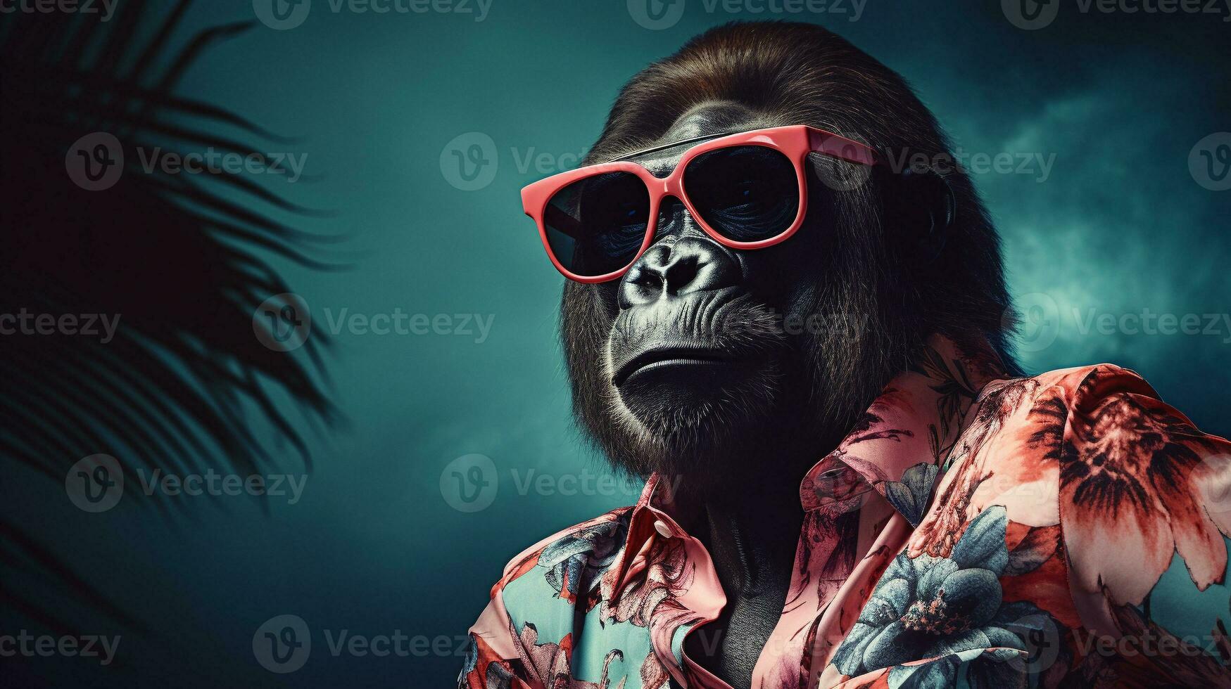 elegante gorilla metà corpo rivista servizio fotografico, ai generativo foto