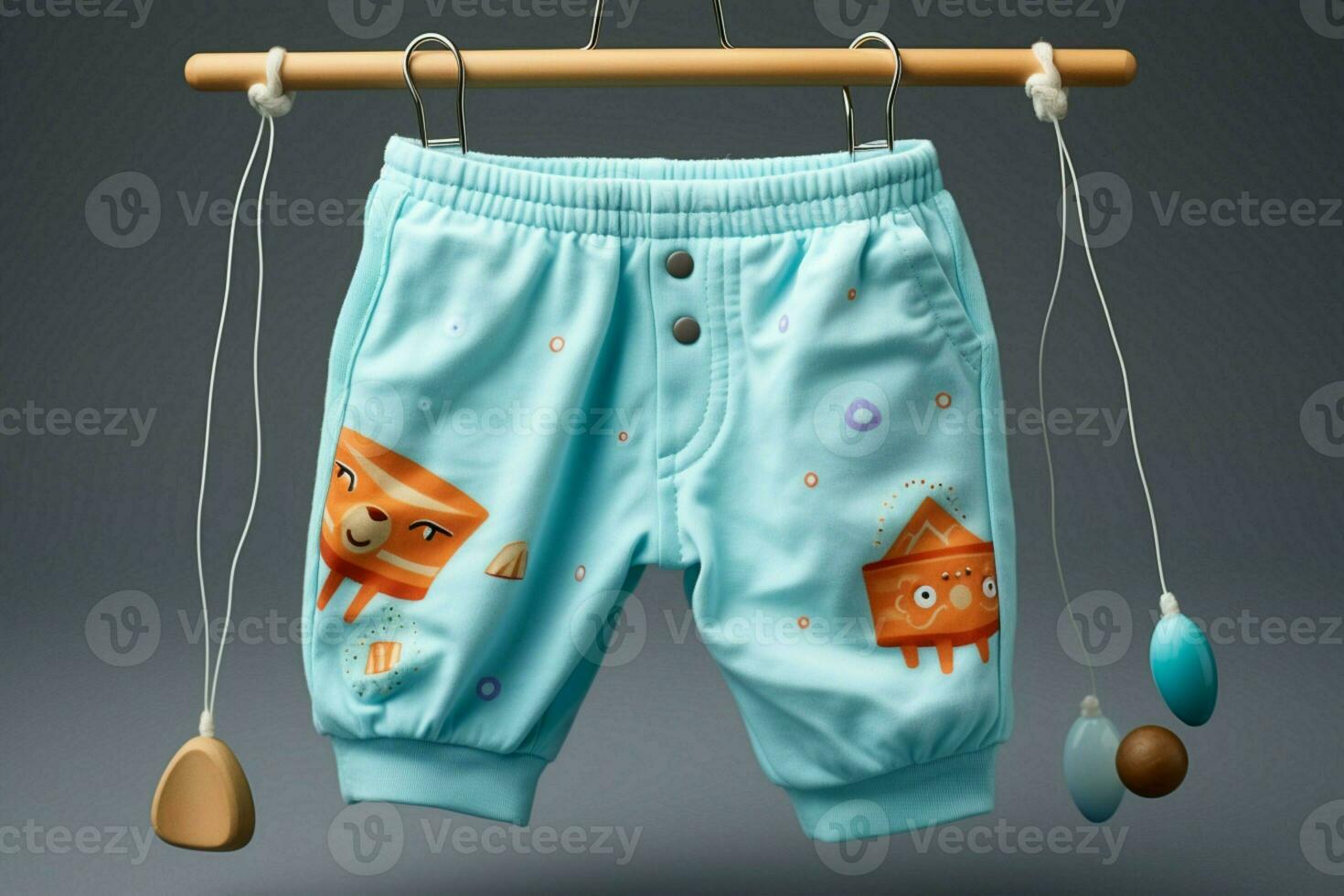 adorabile bambino pantaloni visto a partire dal il davanti, in mostra loro carino design ai generato foto