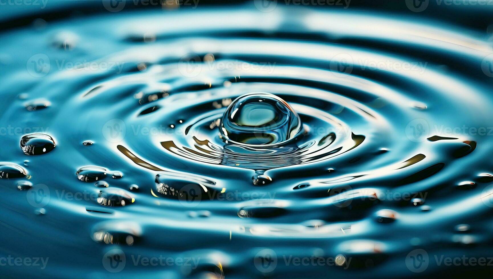acqua far cadere avvicinamento macro fotografia con onde e increspature. ai generato. foto