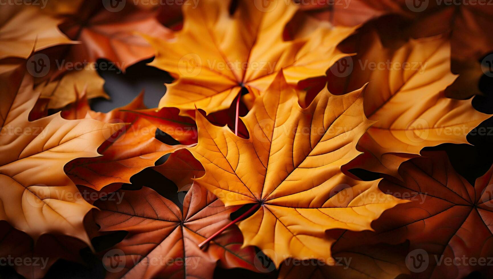 autunno acero le foglie su nero sfondo, superiore Visualizza. spazio per testo. ai generato. foto