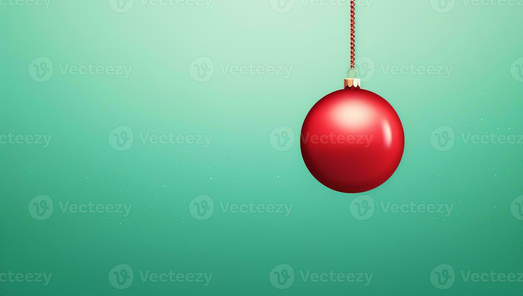 minimalista Immagine di un' rosso Natale palla su un' verde parete. ai generato foto