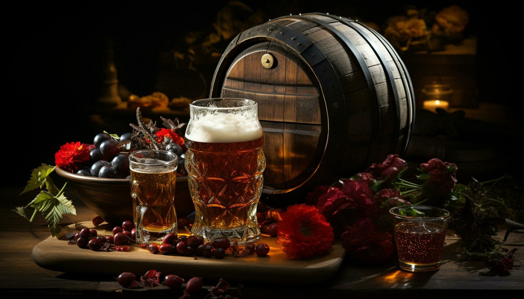 freschezza nel un' bicchiere, natura celebrazione di autunno schiumoso bevanda generato di ai foto