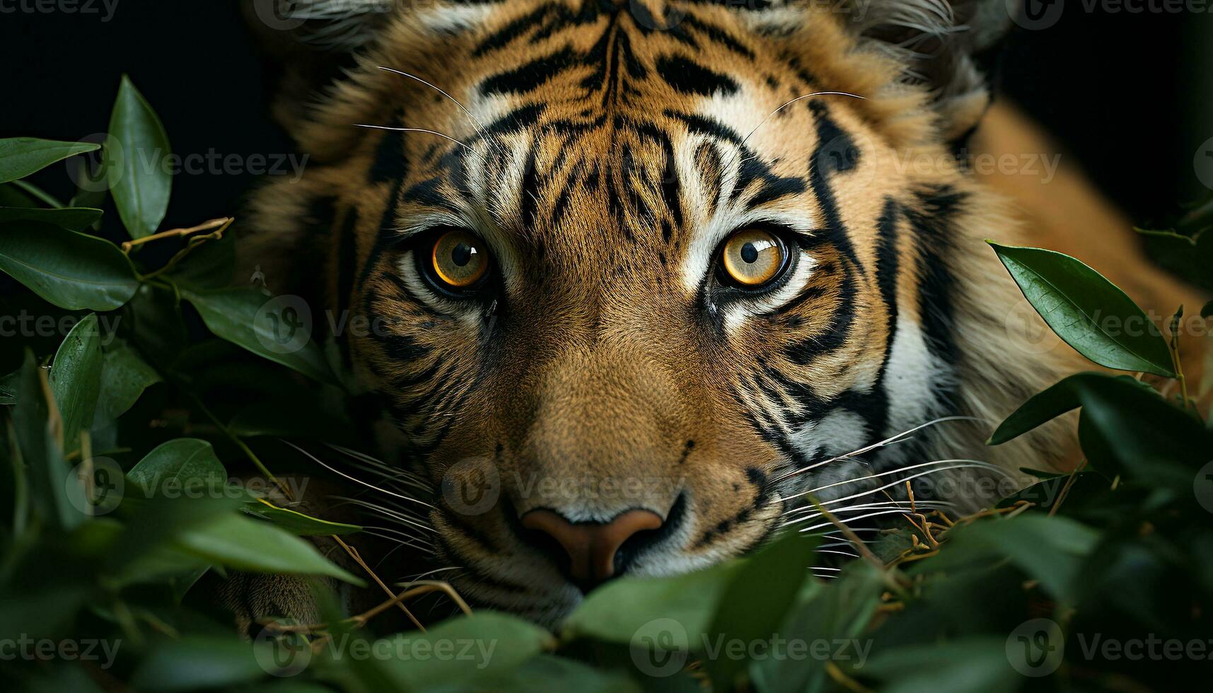 maestoso Bengala tigre fissando, bellezza nel natura la tranquillità generato di ai foto