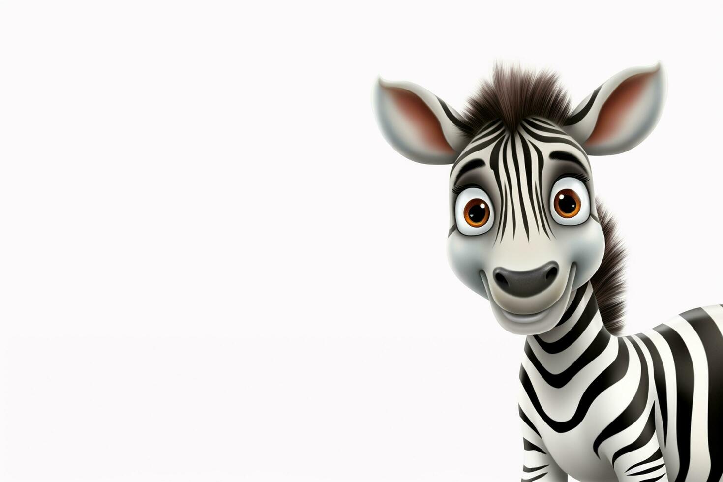 3d reso illustrazione di zebra cartone animato personaggio con vuoto spazio per il tuo testo ai generato foto