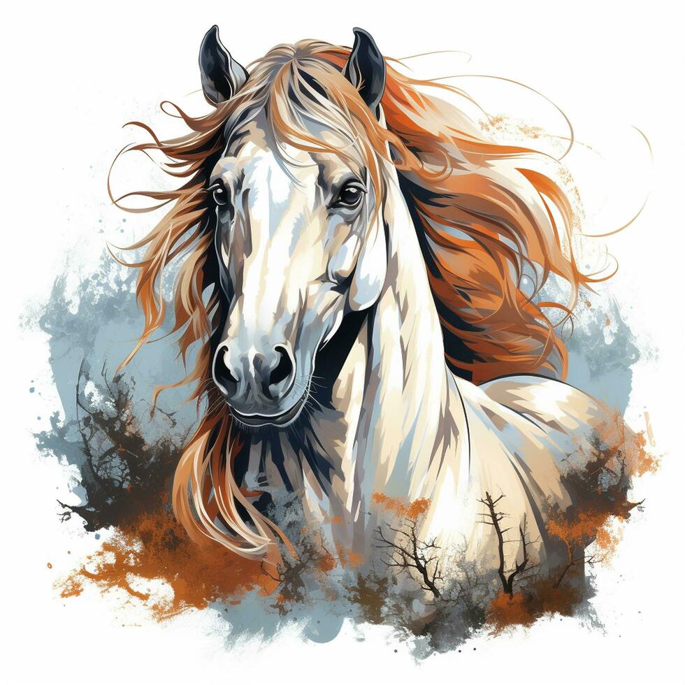 cavallo ritratto nel acquerello stile. vettore illustrazione di un' cavallo. ai generato foto