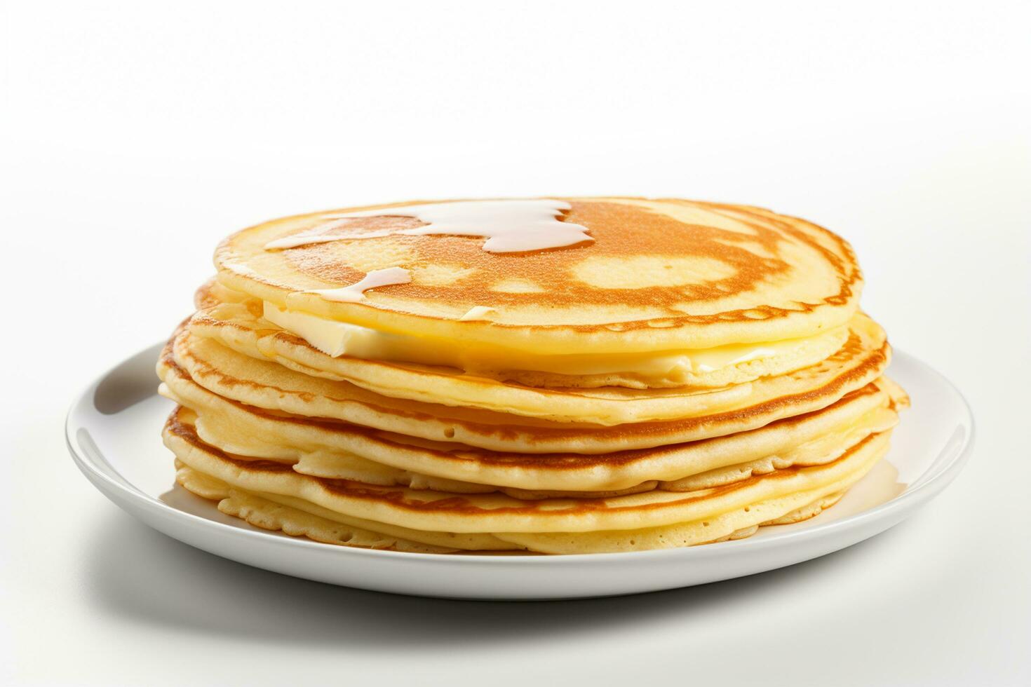 pila di Pancakes con burro su di legno piatto isolato su bianca sfondo. ai generato foto