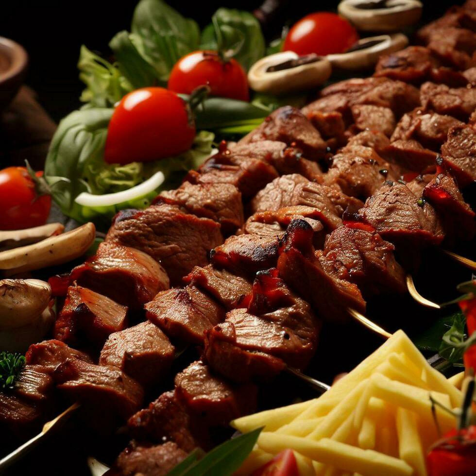 allettante shish kebab di generativo ai foto