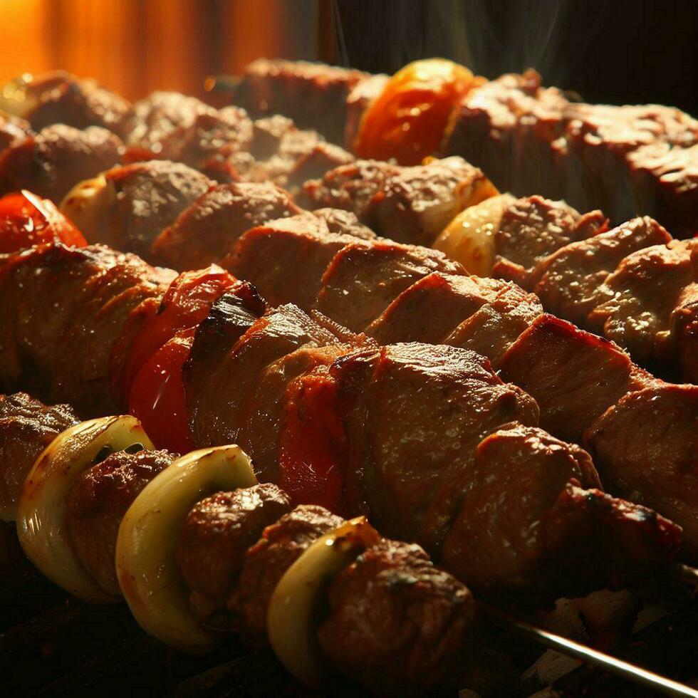 allettante shish kebab di generativo ai foto