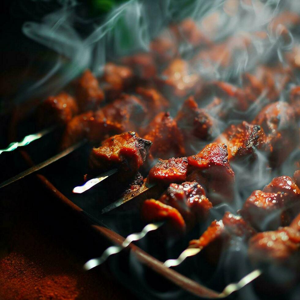 delizioso caldo speziato shish kebab generativo ai foto