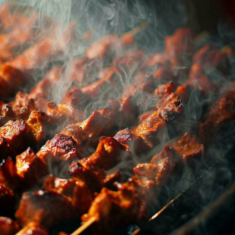 delizioso caldo speziato shish kebab generativo ai foto