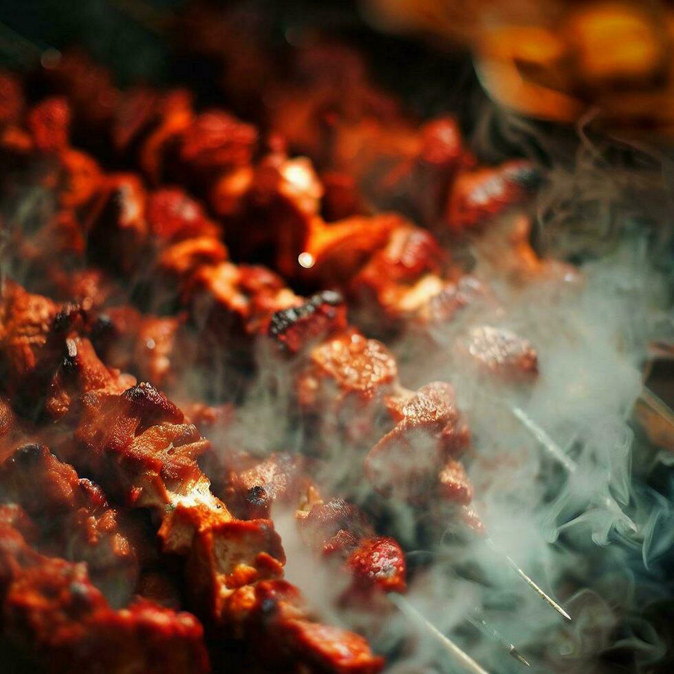 salato shish kebab con un' suggerimento di Spezia generativo ai foto