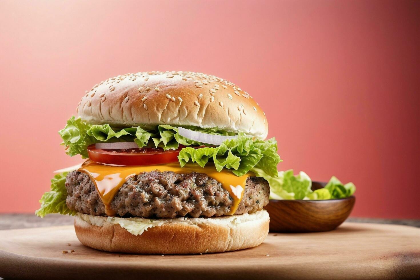 succoso formaggio hamburger di generativo ai foto