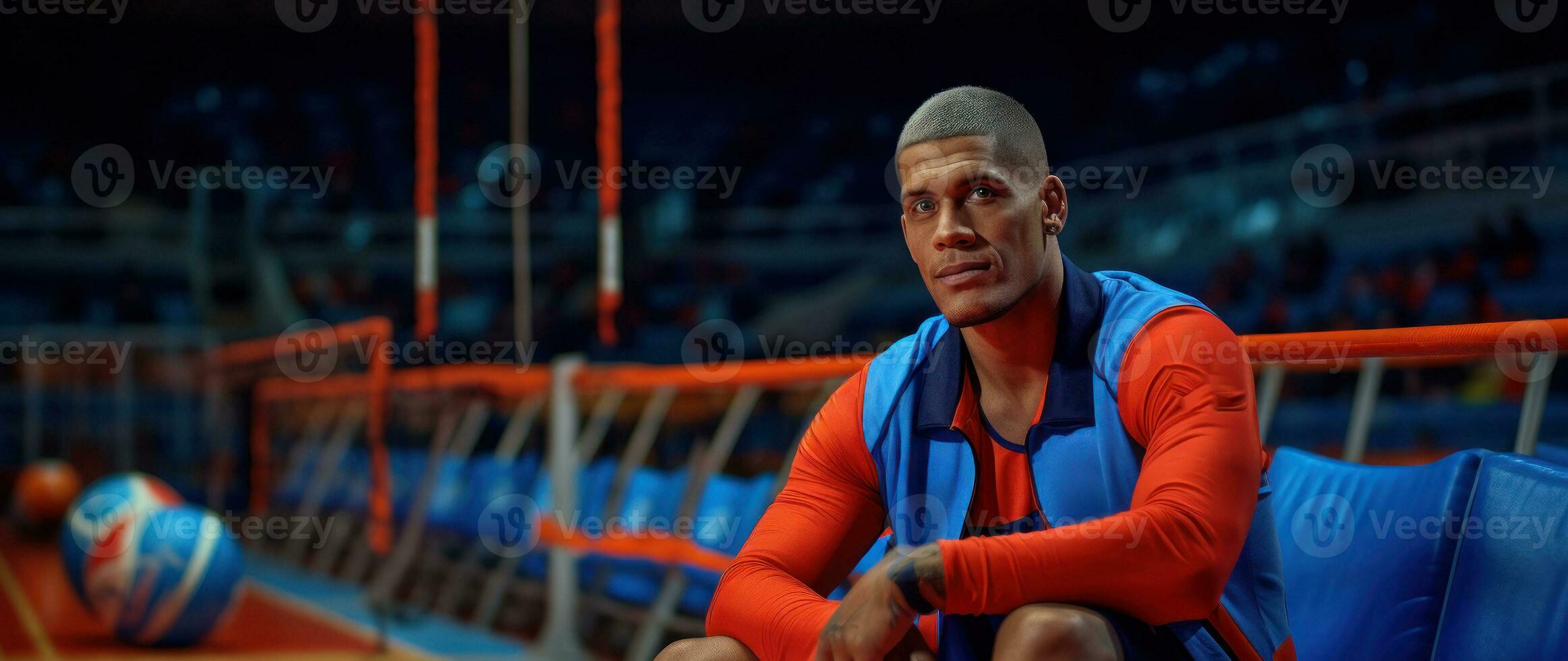 un atleta fare gli sport nel il palestra. generativo ai foto