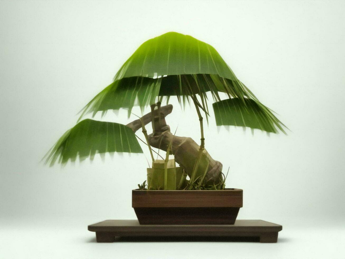 bellissimo costoso Bonsai albero su bianca sfondo ai generato foto