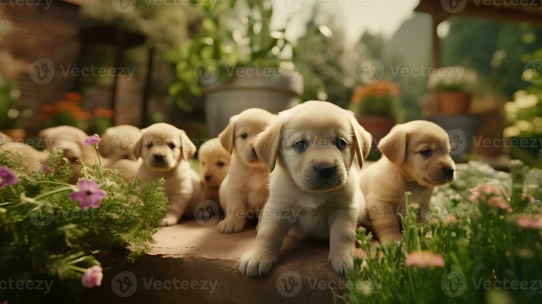 un' bellissimo e lotto di cuccioli con cuore e con i regali foto