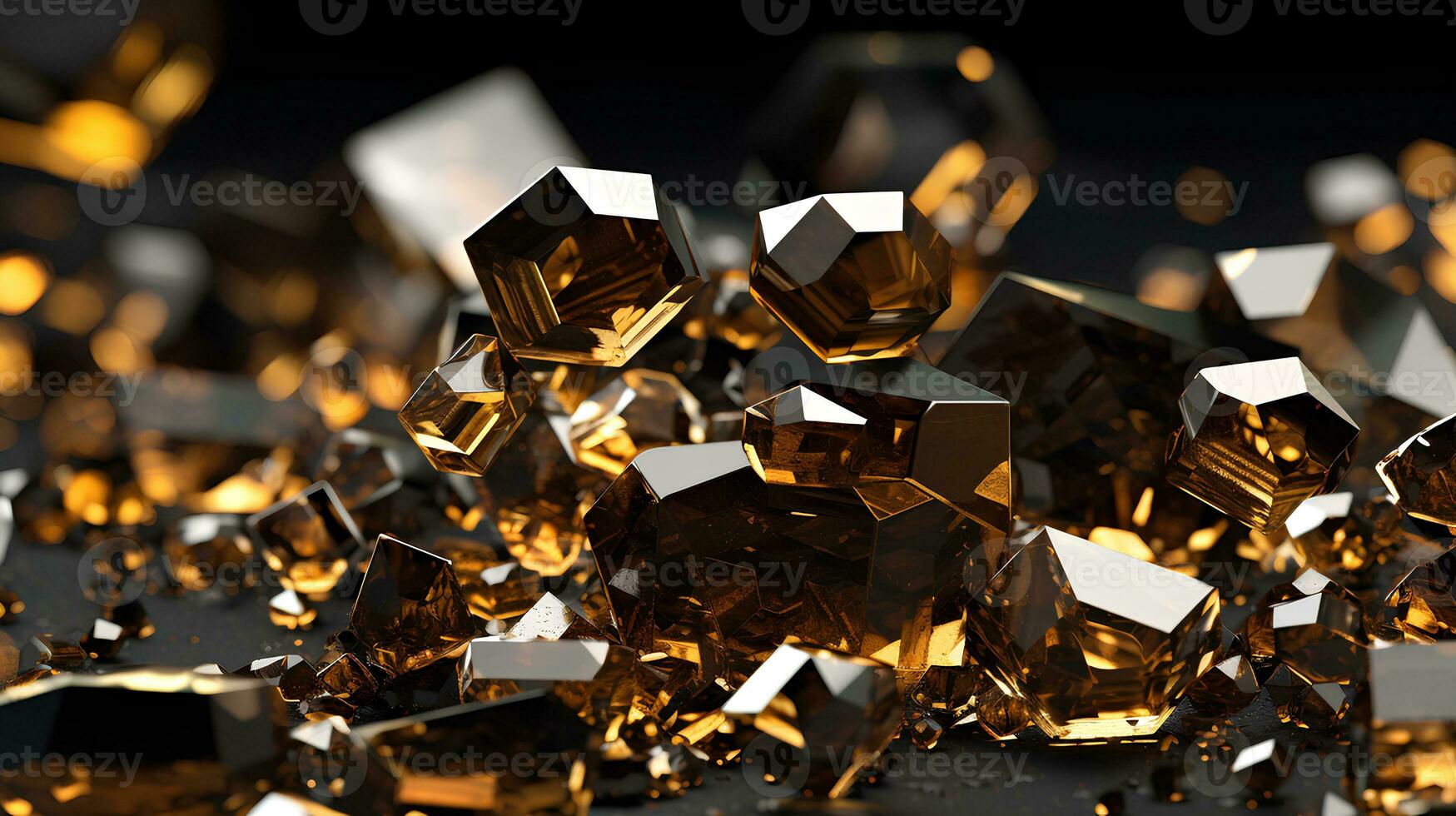 bellissimo d'oro e nero astratto cristallizzato 3d sfondo Immagine foto