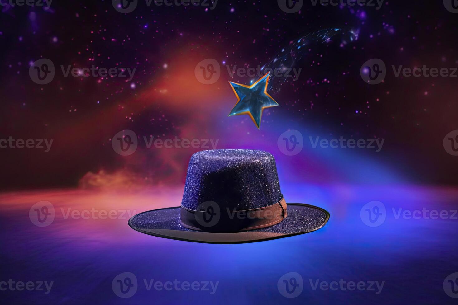 foto composito di un' Magia cappello su un' palcoscenico