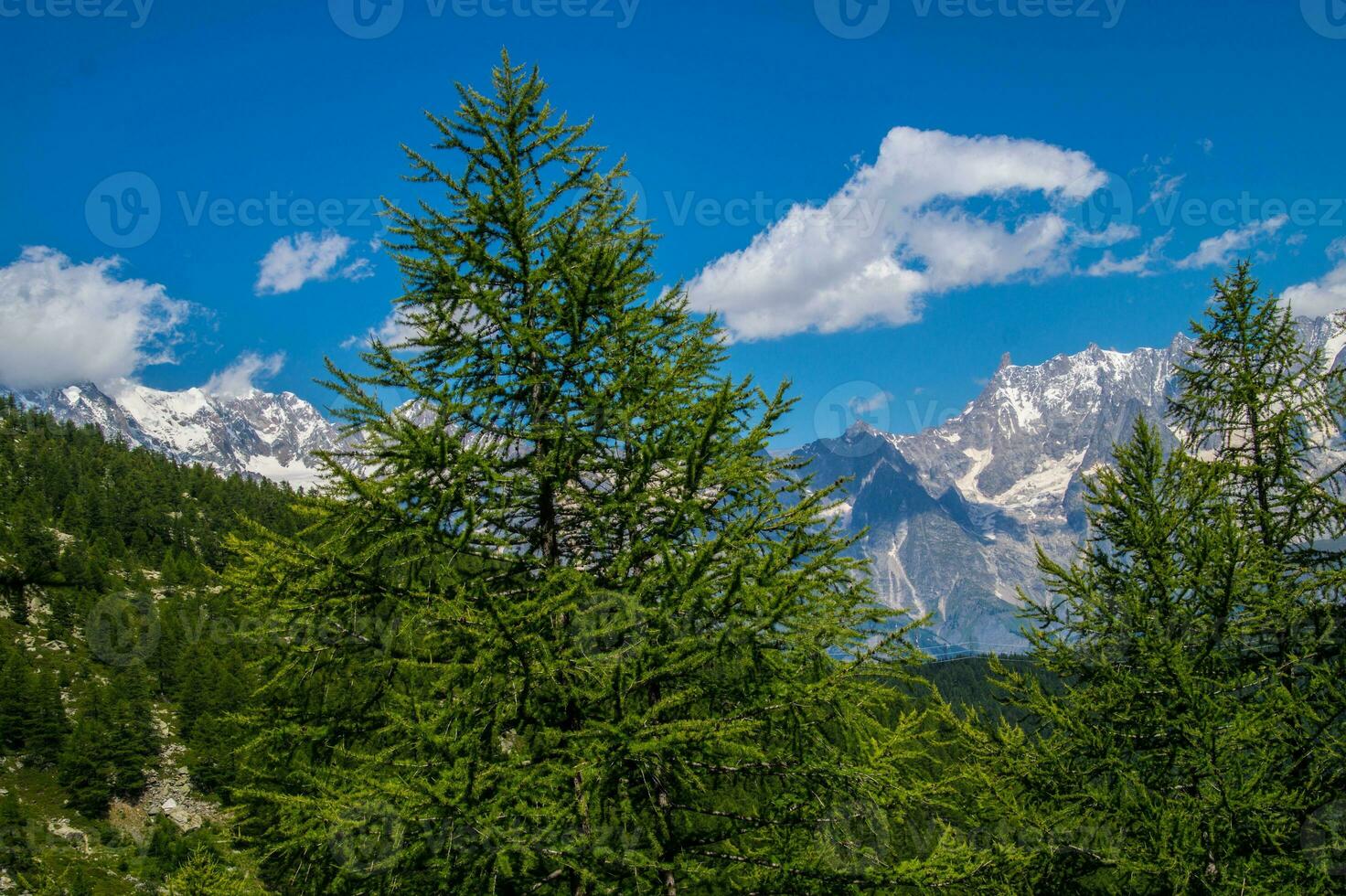 un' montagna gamma con un' stagno e un' piccolo Casa foto