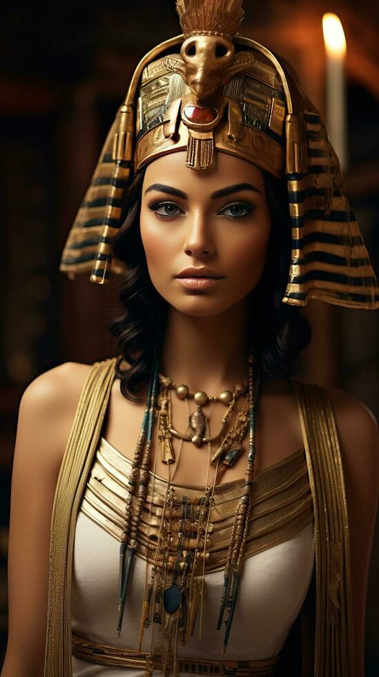 bellissimo donna piace Regina di Egitto cleopatra. generativo ai foto