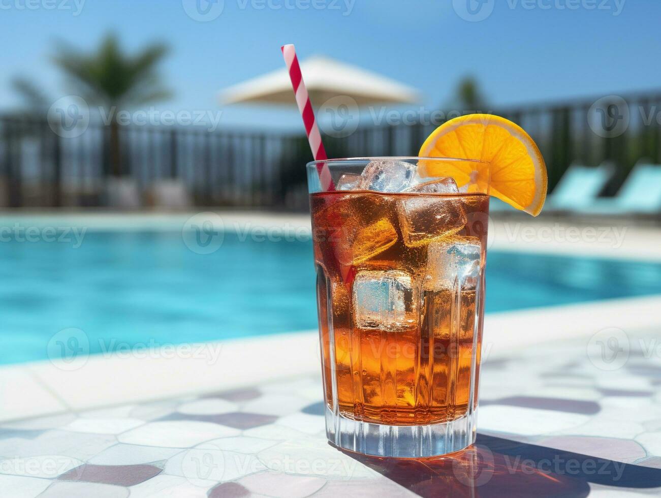 ai generativo estate freddo bevanda foto su piscina