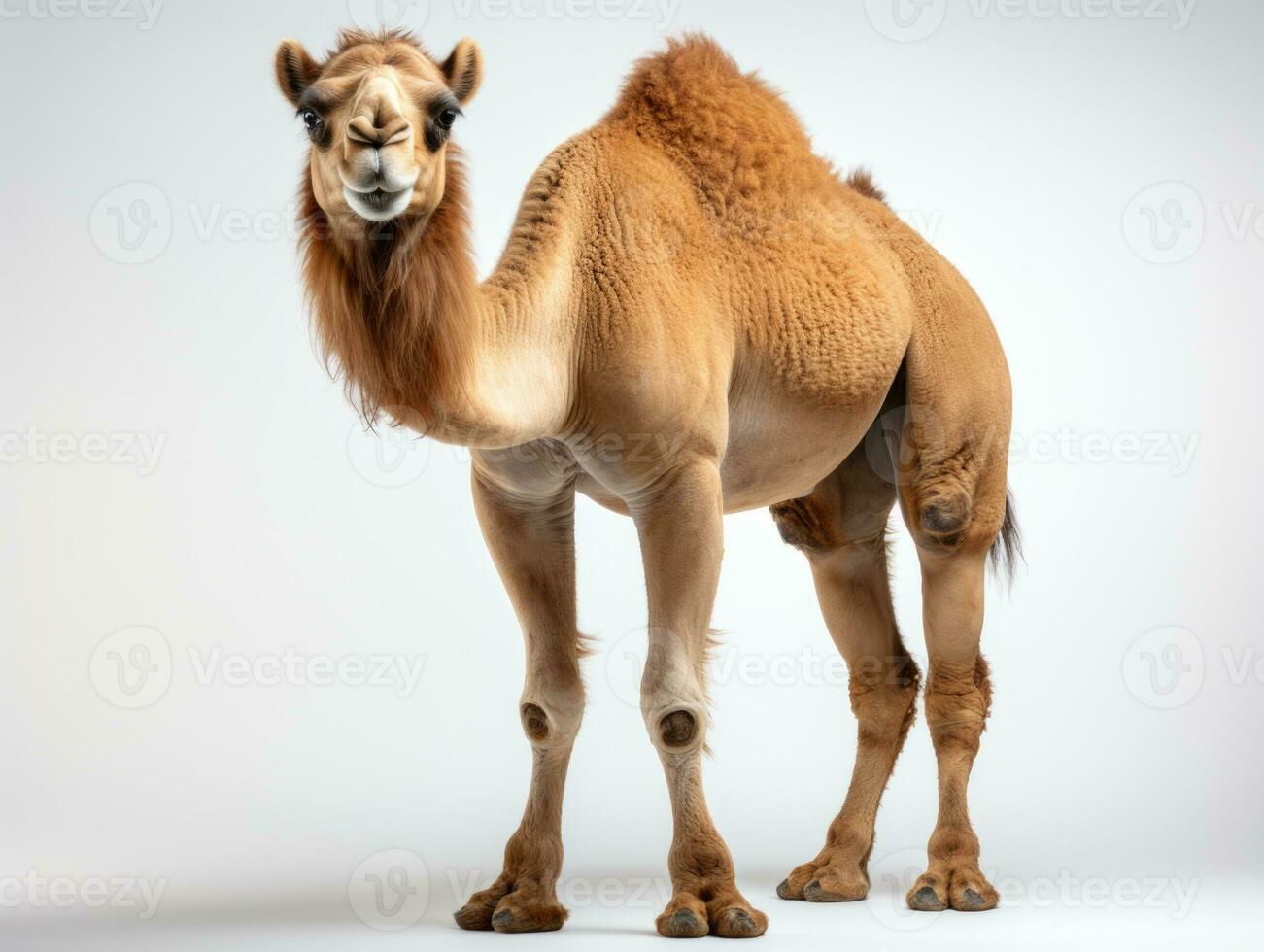 cammello isolato su un' bianca sfondo. camelus dromedario. 3d illustrazione. studio. ai generativo foto