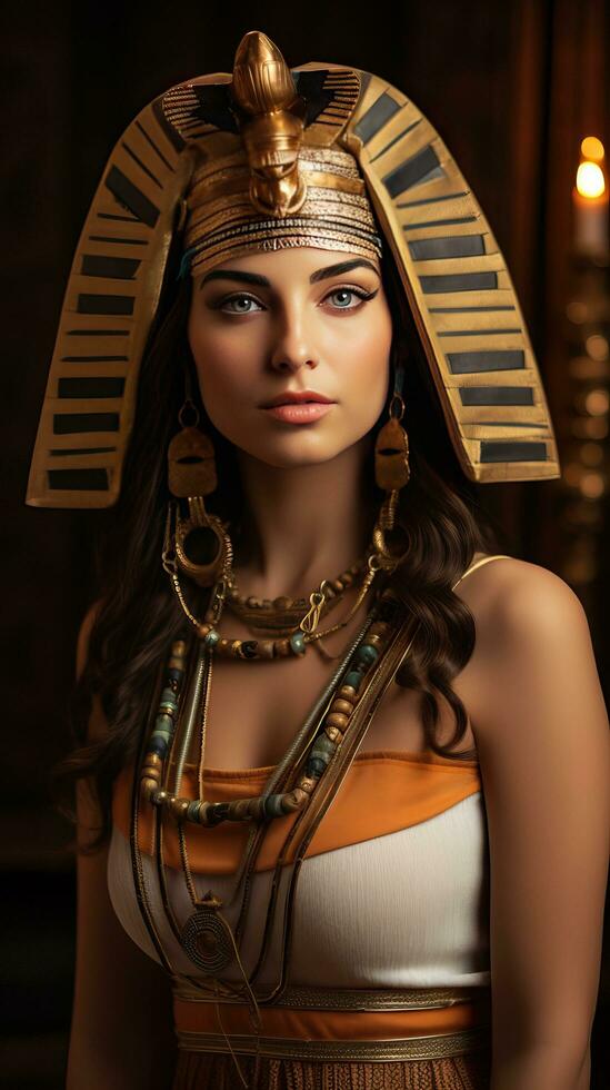 bellissimo donna piace Regina di Egitto cleopatra. generativo ai foto