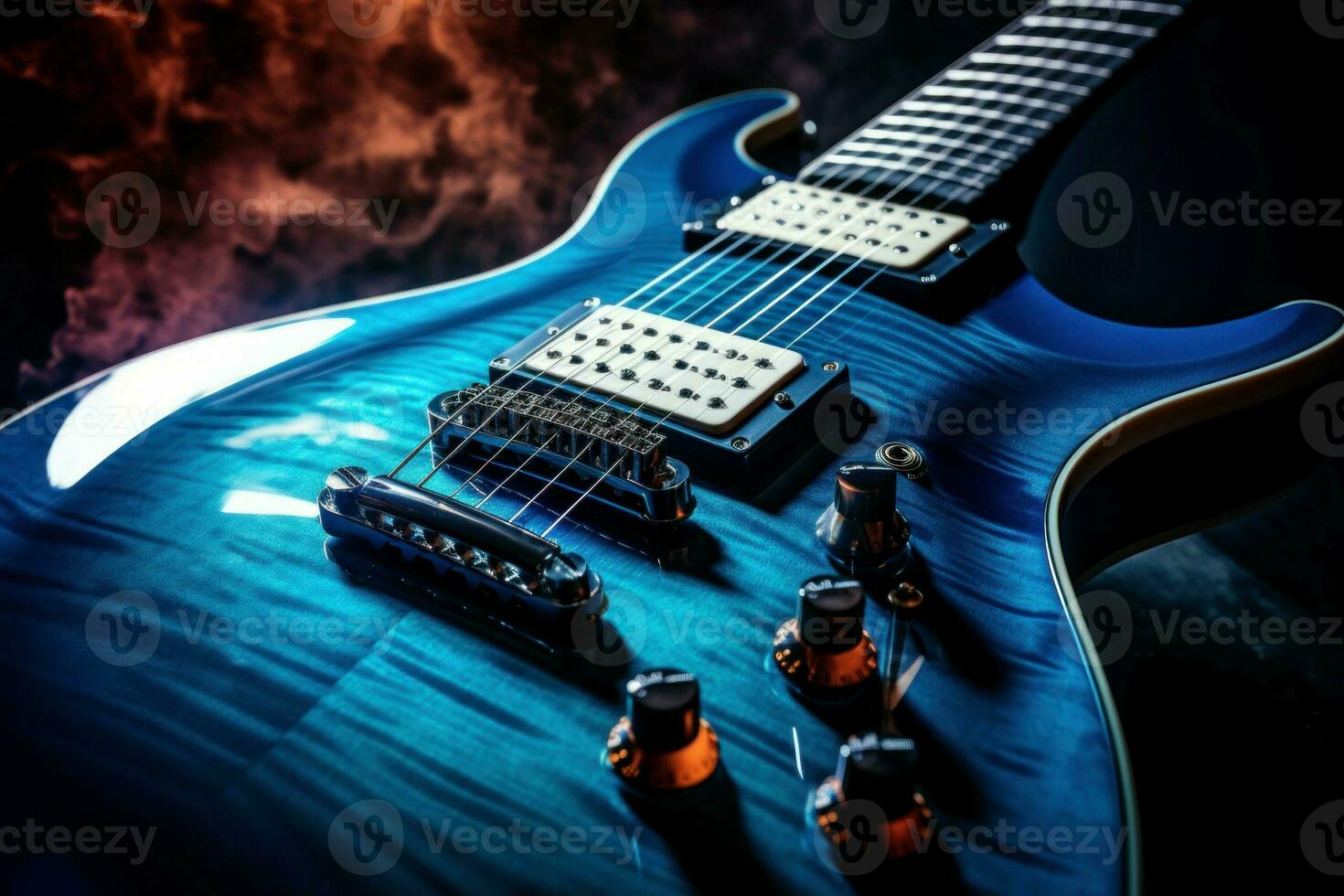 vivace elettrico blu chitarra sfondo. creare ai foto