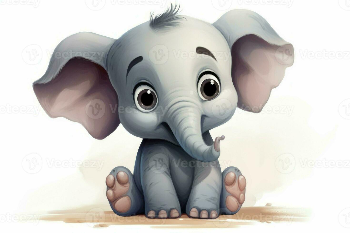 delizioso carino grigio cartone animato elefante. creare ai foto