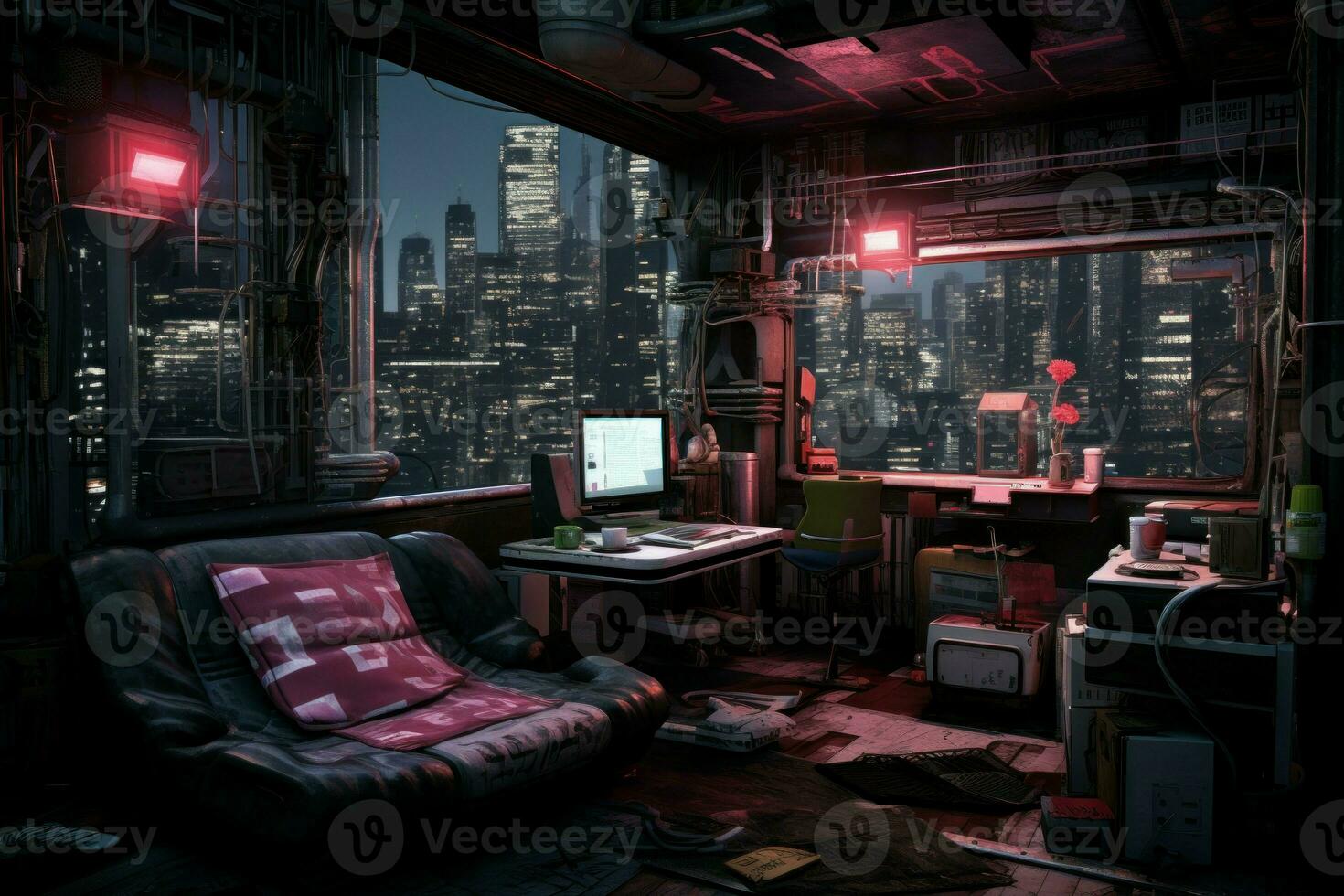 cyberpunk appartamento. creare ai foto