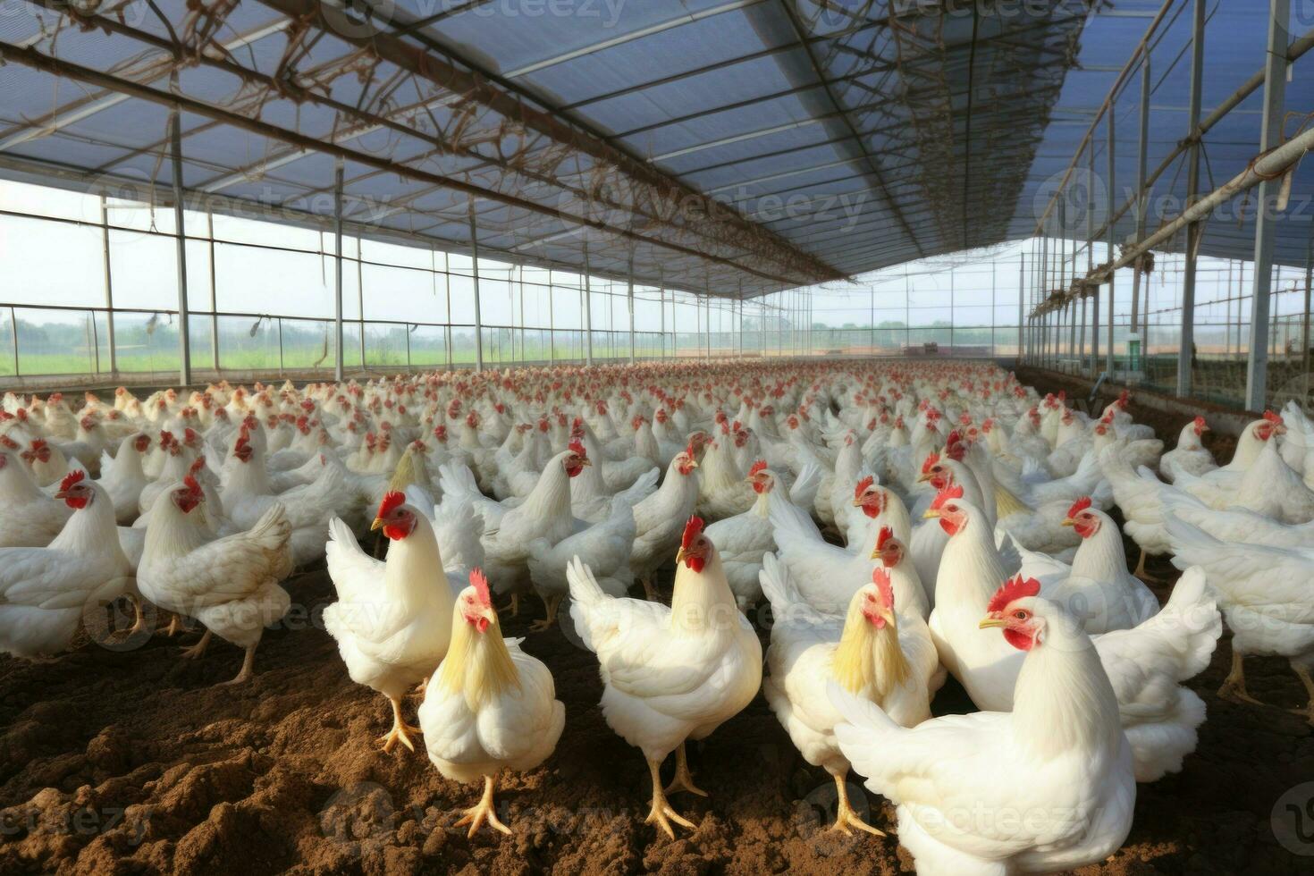 espansivo pollo bestiame azienda agricola. creare ai foto