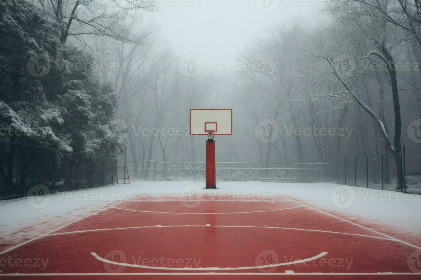 coinvolgente pallacanestro Tribunale all'aperto inverno. creare ai foto