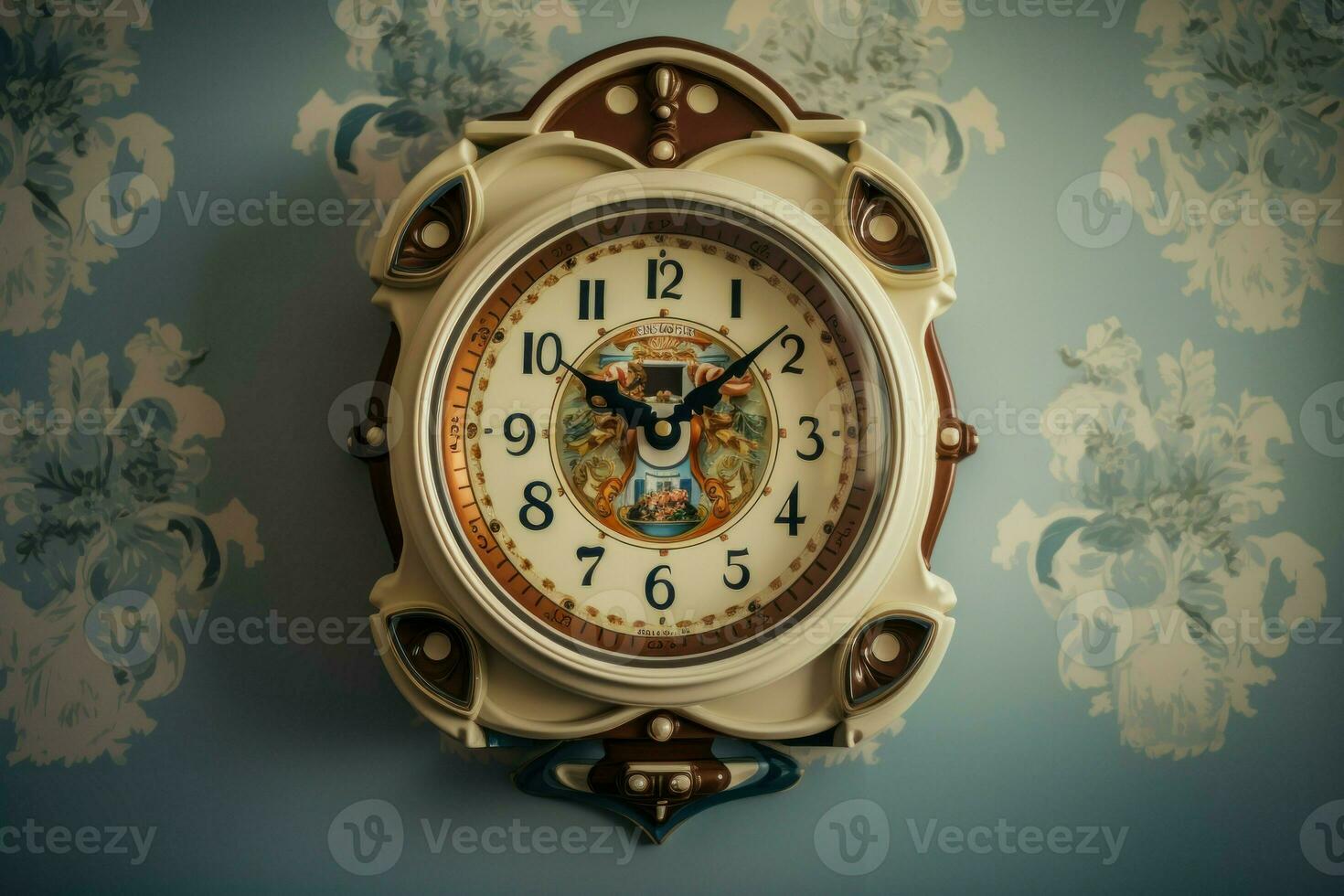 vecchio orologio su mattone parete. creare ai foto