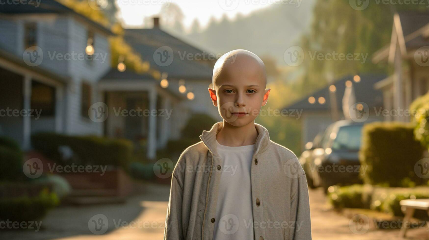 ritratto di un' bellissimo americano poco bambino sorridente. Seno cancro consapevolezza mese ai generato foto