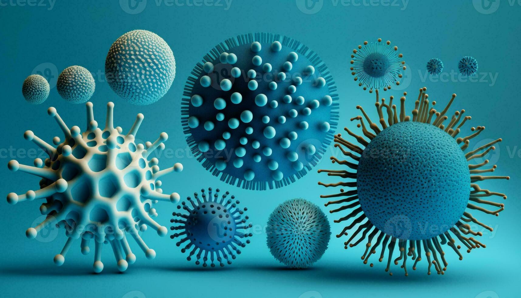 coronavirus covid-19 pandemia rischio concetto di il covid-19 virus malattia virus microscopio vicino su Visualizza, 3d illustrazione.generativa ai. foto