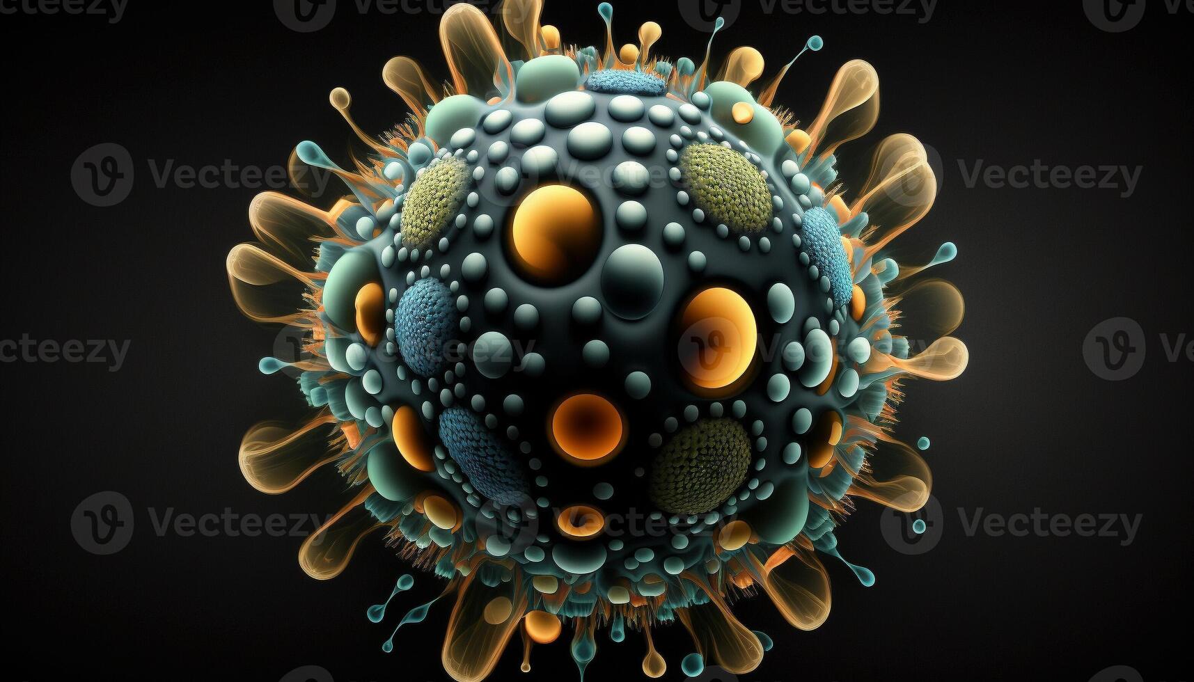 coronavirus covid-19 pandemia rischio concetto di il covid-19 virus malattia virus microscopio vicino su Visualizza, 3d illustrazione.generativa ai. foto