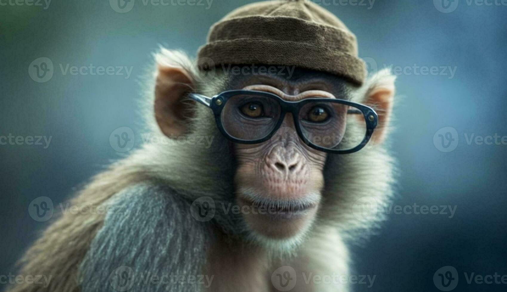 scimmia indossare bicchieri Tenere un' telecamera pose per un' foto, foto