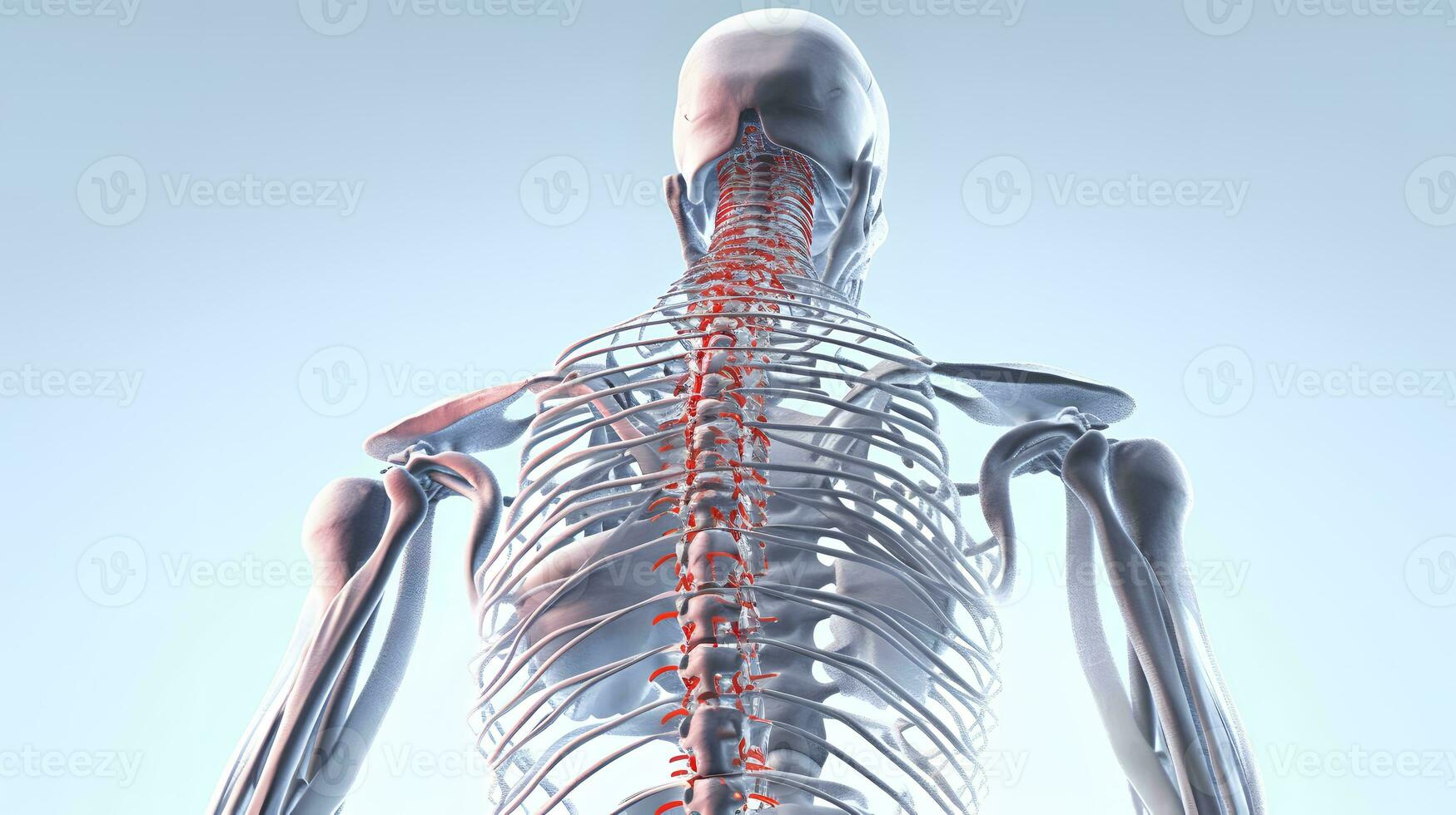 3d illustrazione di il umano colonna vertebrale. mal di schiena. indietro osso. medico concetto. generativo ai foto