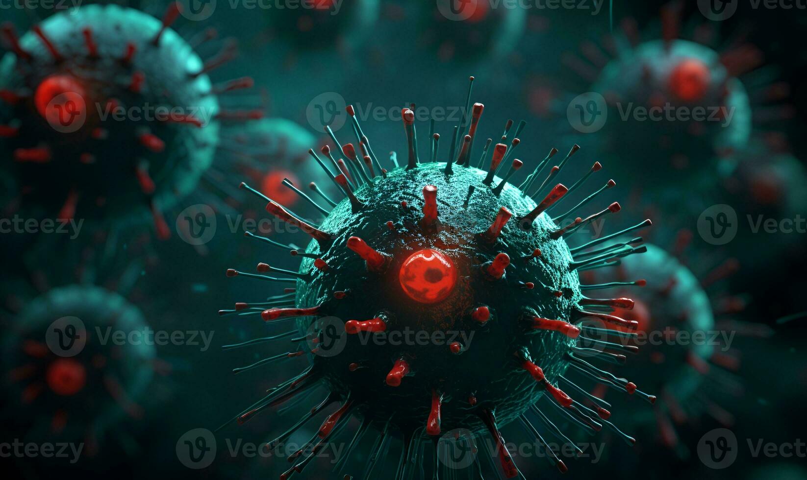 illustrazione di un' mutato virus o microbo, generativo ai foto