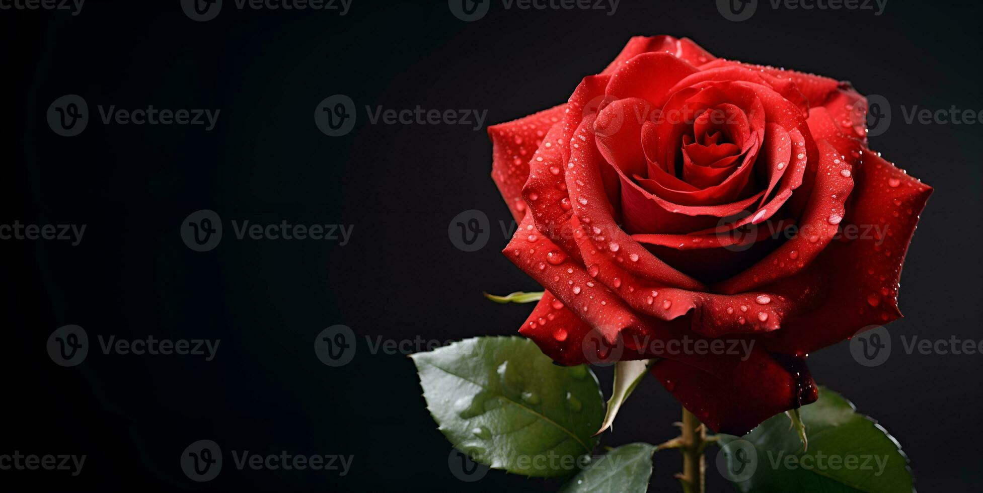 bellissimo rosso Rose nero spazio sfondo, ai generativo foto