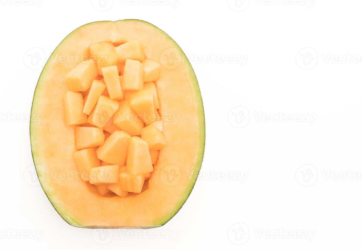 melone cantalupo su sfondo bianco foto