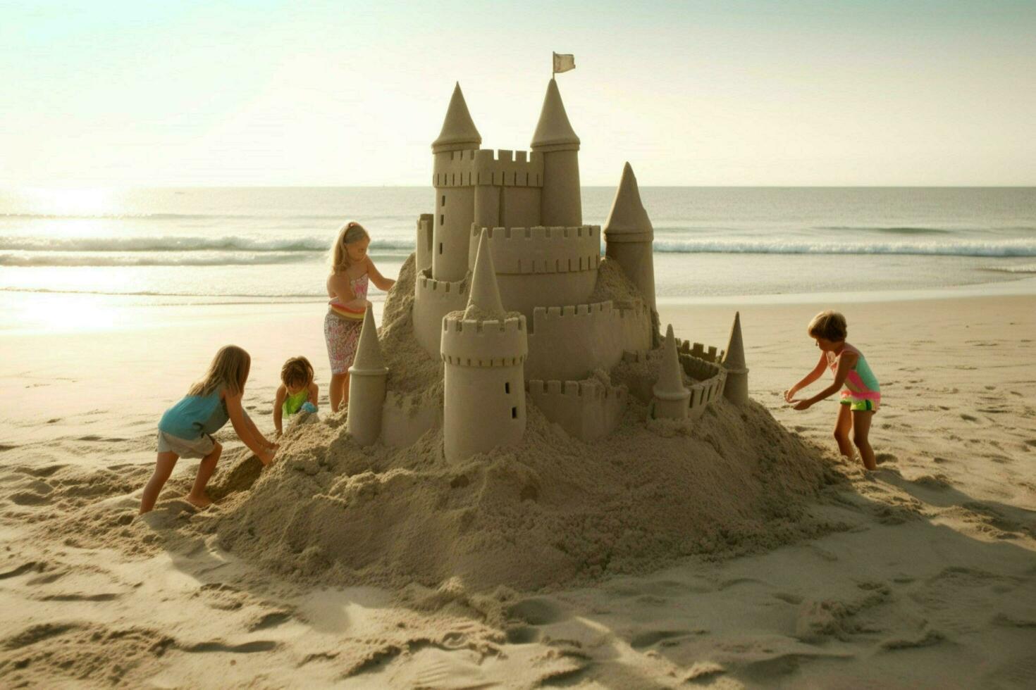 edificio castelli di sabbia a il spiaggia foto